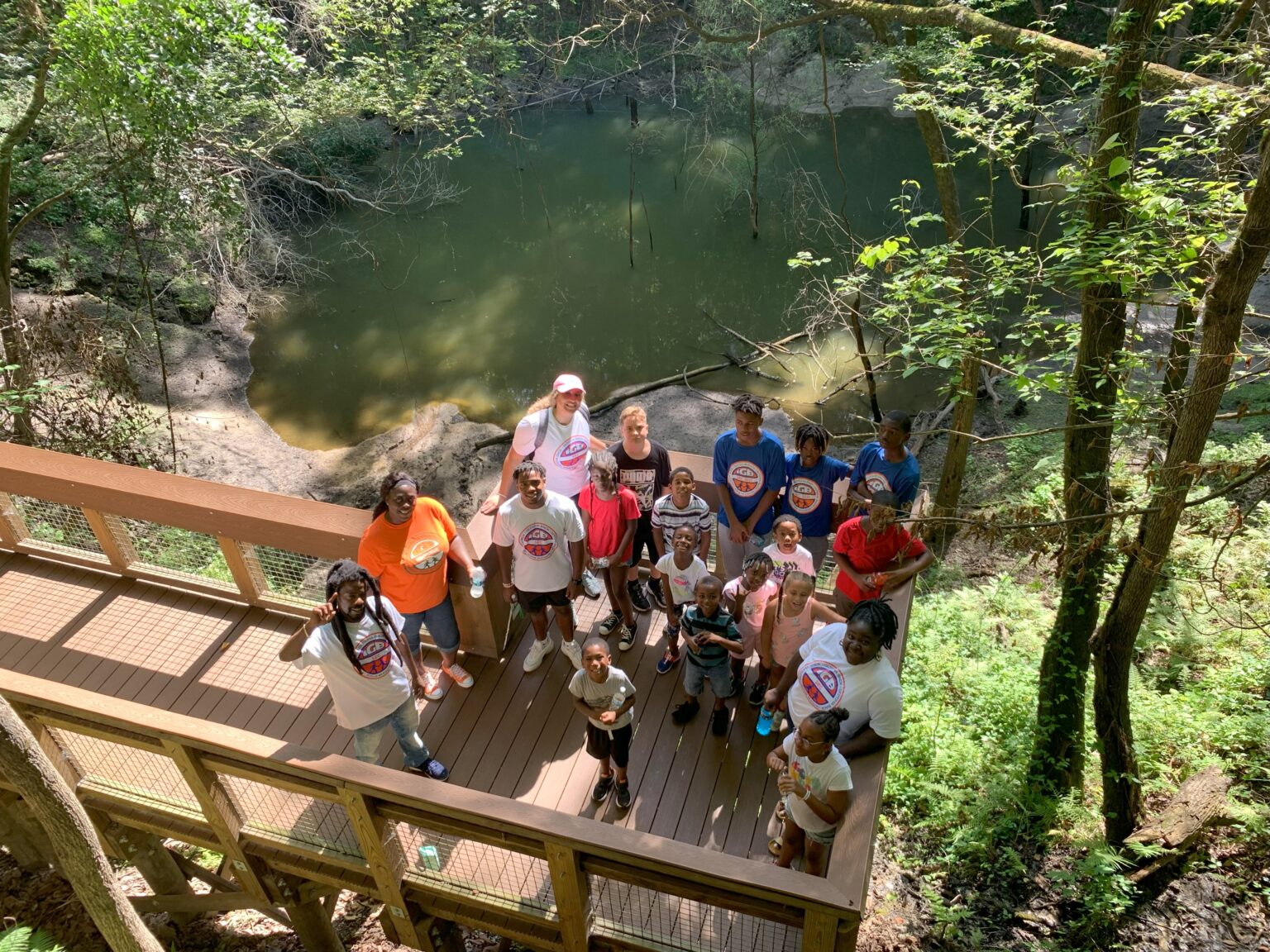 Summer camp students at the lake